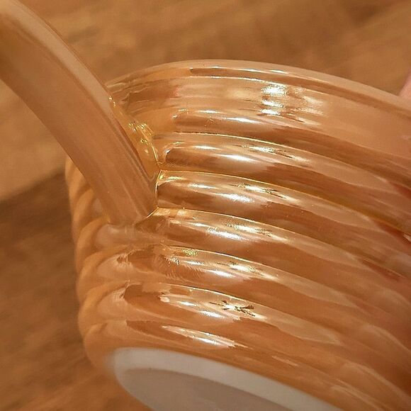 Fire King Set of Five Peach Lustre Ribbed Beehive Design Bowls with Handle - Picture 15 of 15